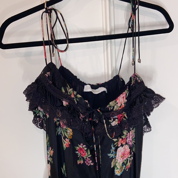 Zimmermann Honour Floral-print Tiered Silk Midi Dress In Black- siz… - Picture 8 of 15